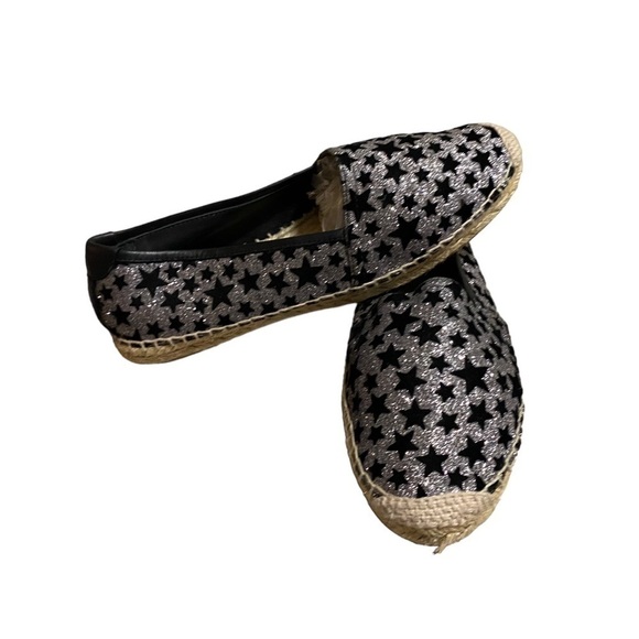 SAINT LAURENT Star Espadrilles Black and White Leather Women's EU 39 Sparkly - Picture 11 of 15